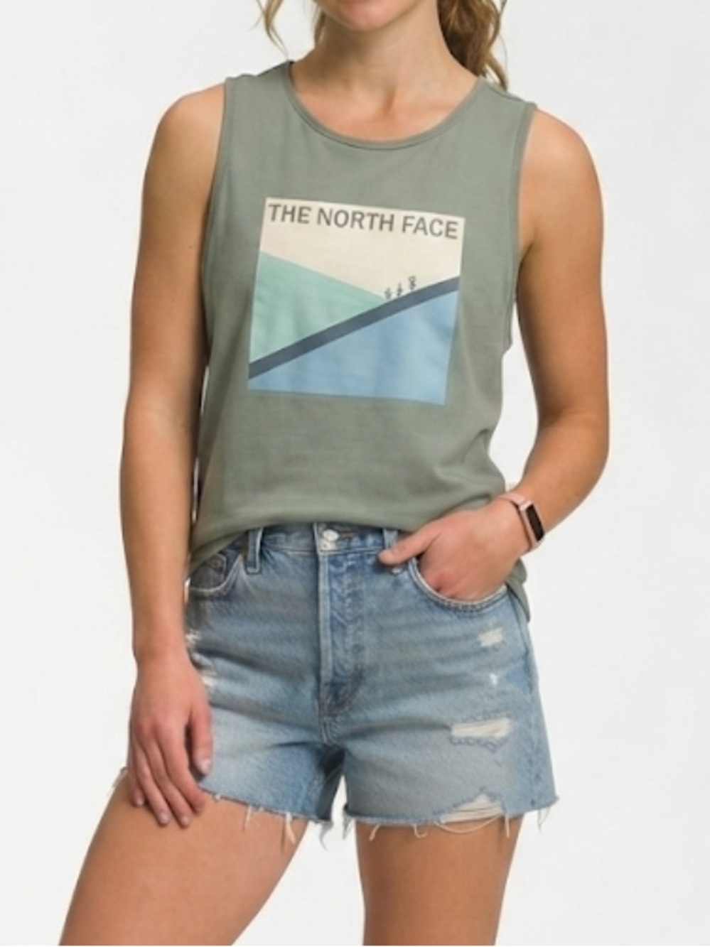 The North Face Women's Sage Graphic Muscle Tank in Olive Size Small